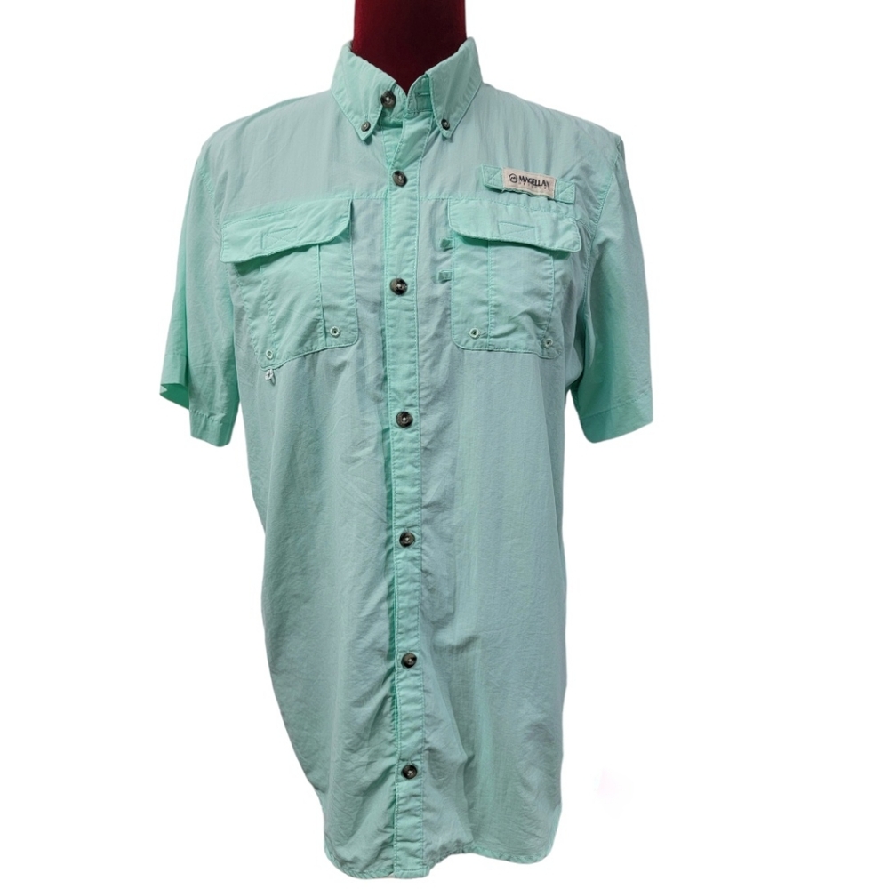 Magellan short sleeve button-down fishing shirt size XL mint green